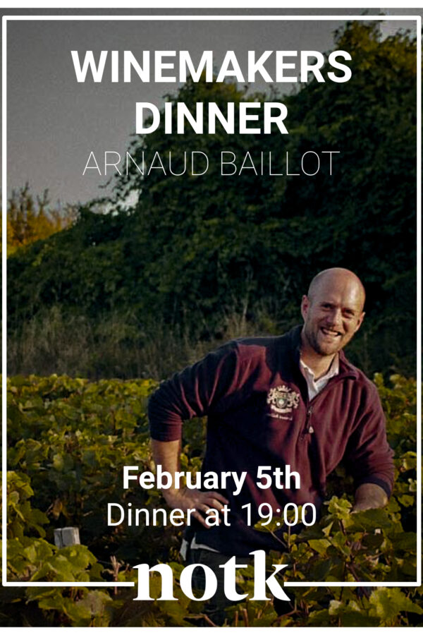 Ticket - Arnaud Baillot Winemakers Dinner - 5 Februari 19:00